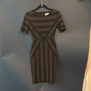 Anthropologie Maeve Black and Gray Sheath Midi Dress